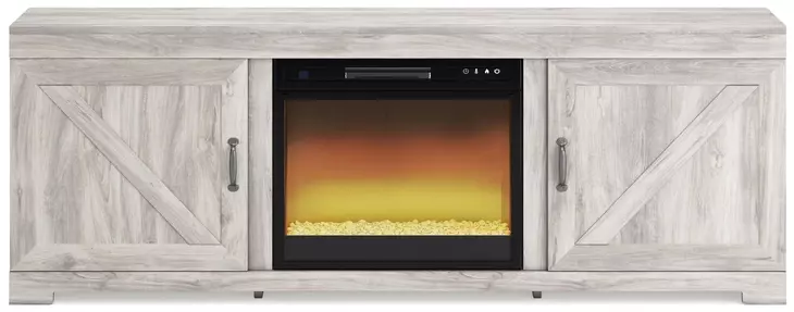 Bellaby Whitewash 63" TV Stand with Electric Fireplace