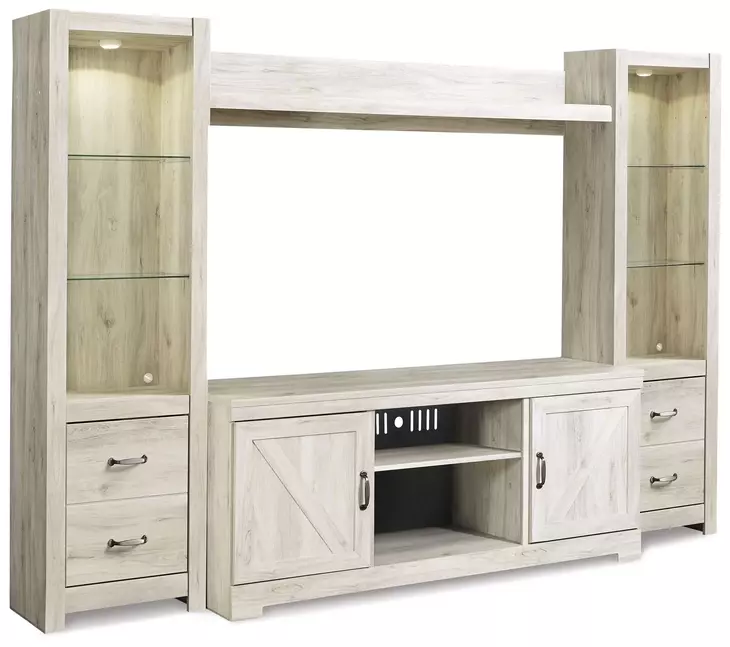 Bellaby Whitewash 4 Piece Entertainment Center with LED