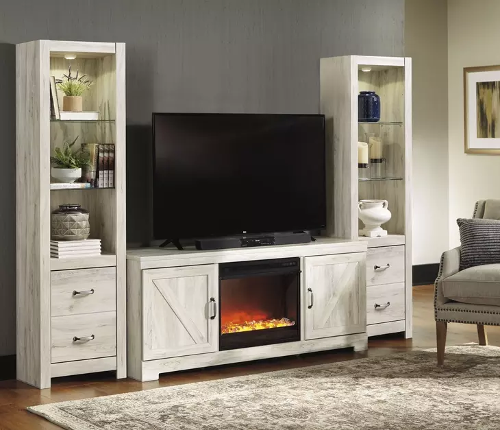 Bellaby Whitewash 4 Piece Entertainment Center with LED