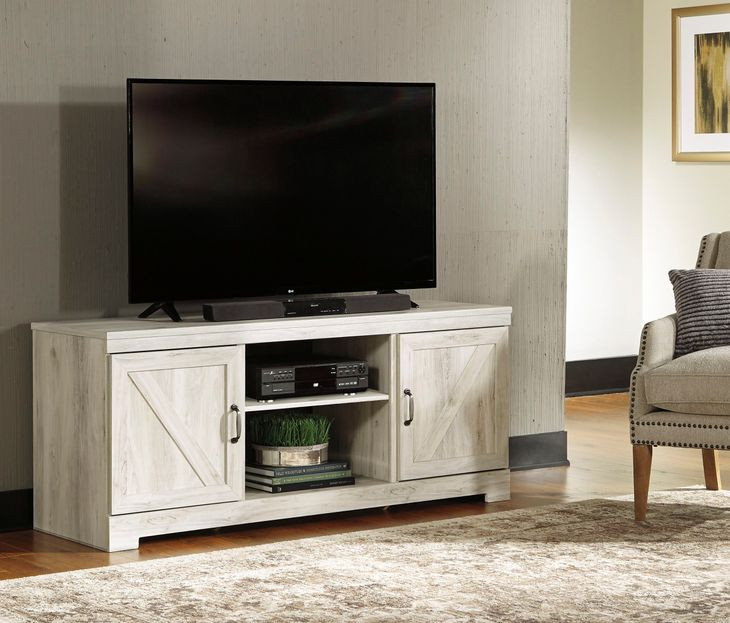 Bellaby Whitewash 63" TV Stand with Electric Fireplace