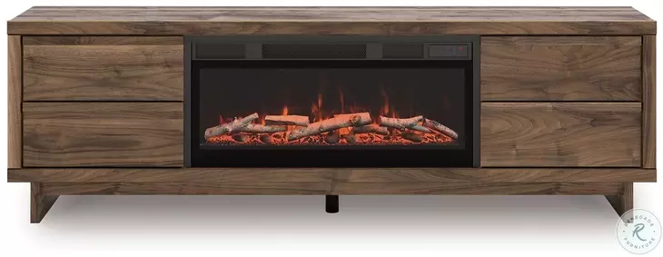 Zadilyn Brown 72" TV Stand with Electric Fireplace