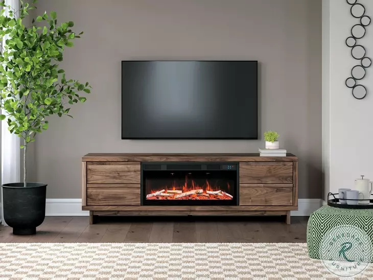 Zadilyn Brown 72" TV Stand with Electric Fireplace