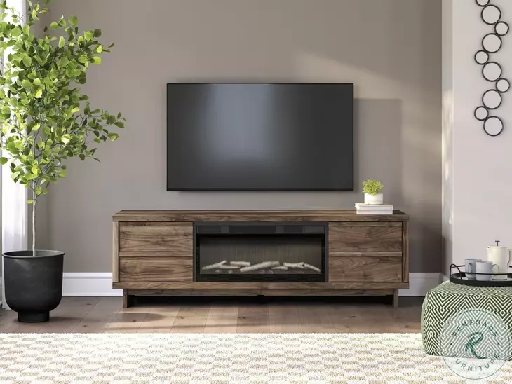 Zadilyn Brown 72" TV Stand with Electric Fireplace
