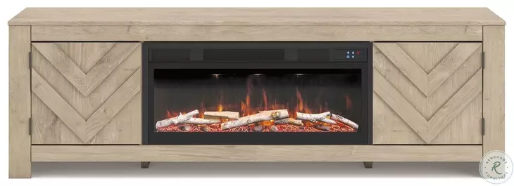 Cayboni Tan 71" TV Stand with Electric Fireplace