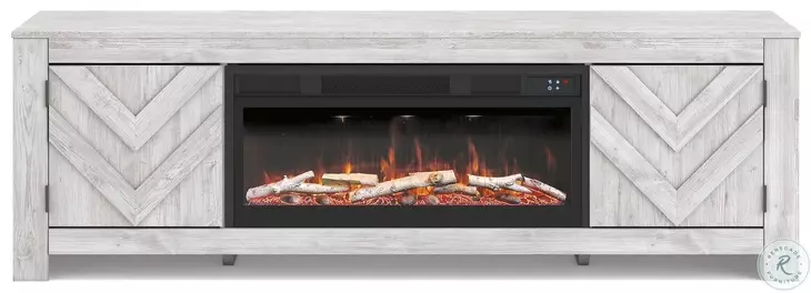 Cayboni Whitewash 71" TV Stand with Electric Fireplace