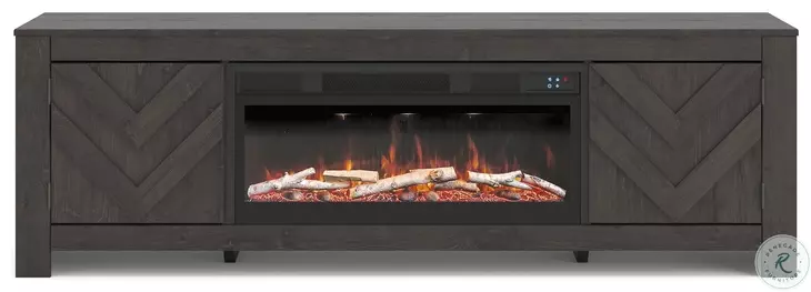Cayboni Black 71" TV Stand with Electric Fireplace