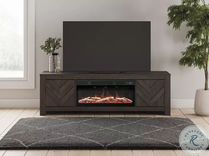 Cayboni Black 71" TV Stand with Electric Fireplace