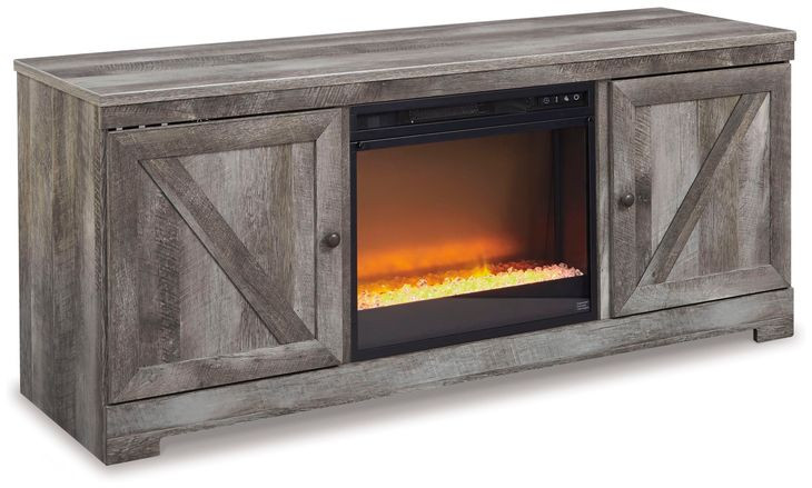 Wynnlow Gray 63" TV Stand with Electric Fireplace and 2 Doors
