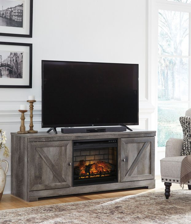 Wynnlow Gray 63" TV Stand with Electric Fireplace