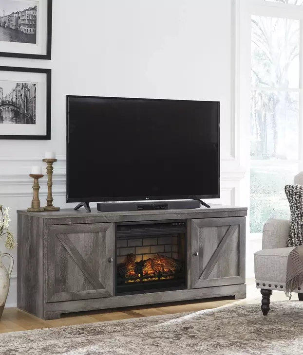 Wynnlow Gray 63" TV Stand with Electric Fireplace