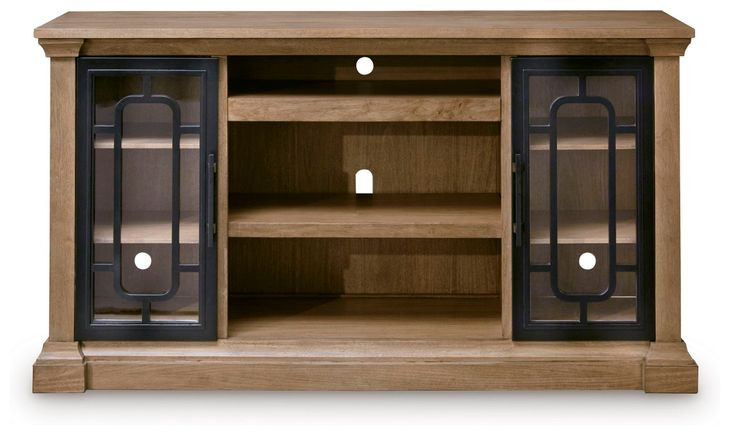 Wittenmyer Rich Light Brown and Matte Black XL TV Stand with Fireplace Option