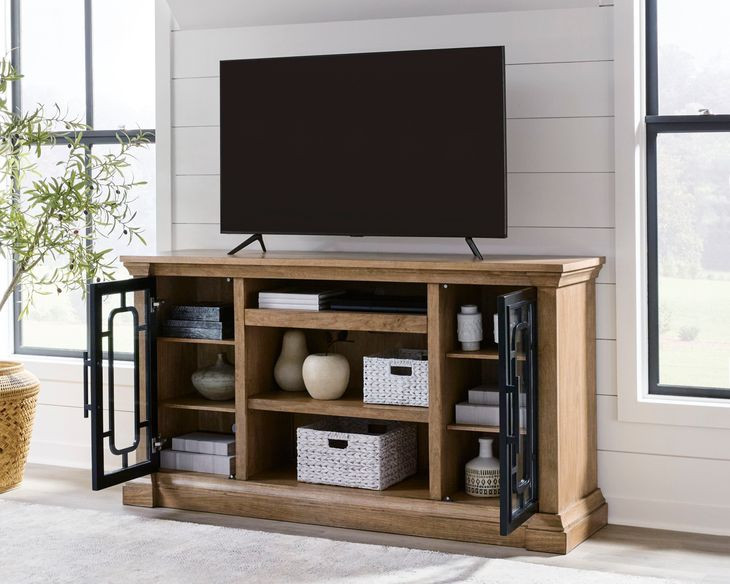 Wittenmyer Rich Light Brown and Matte Black XL TV Stand with Fireplace Option