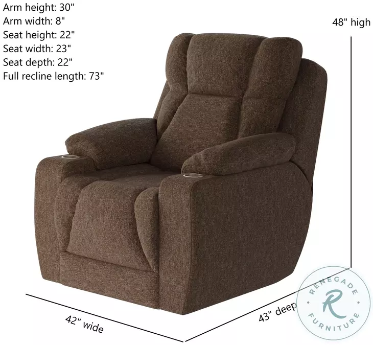 Challenger Athens Truffle Power Headrest Wall Hugger Big Mans Recliner