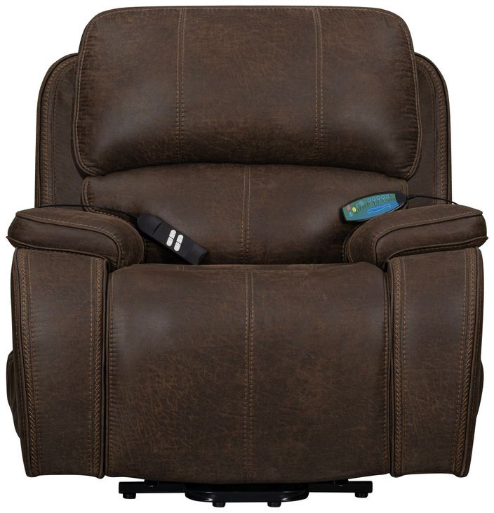 Brookings Brown Power Lift Recliner with Heat and Massage