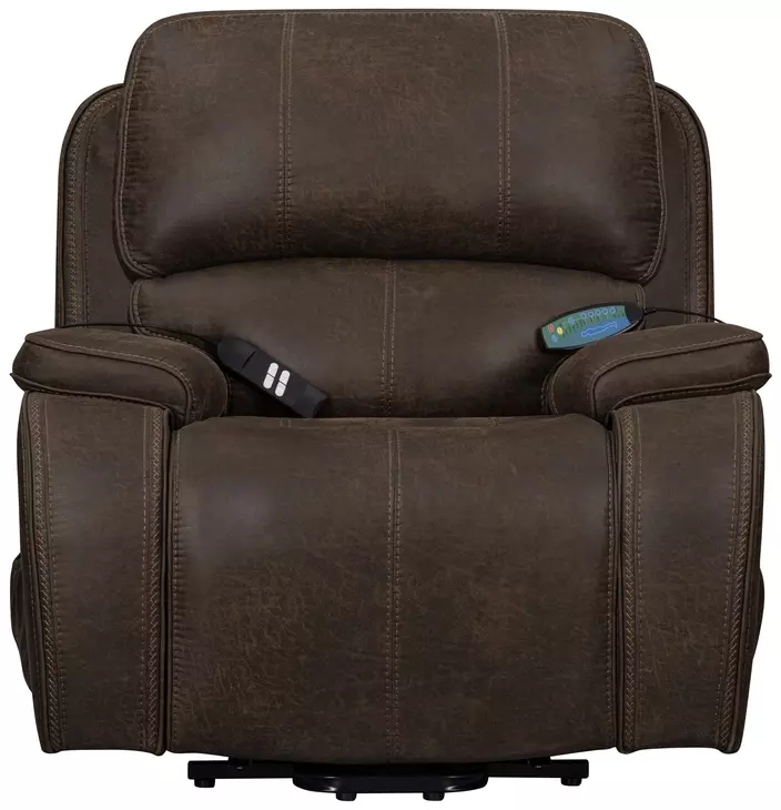 Brookings Brown Power Lift Recliner with Heat and Massage