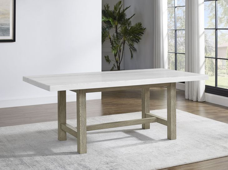 Carena White 78" Rectangular Marble Top Dining Table
