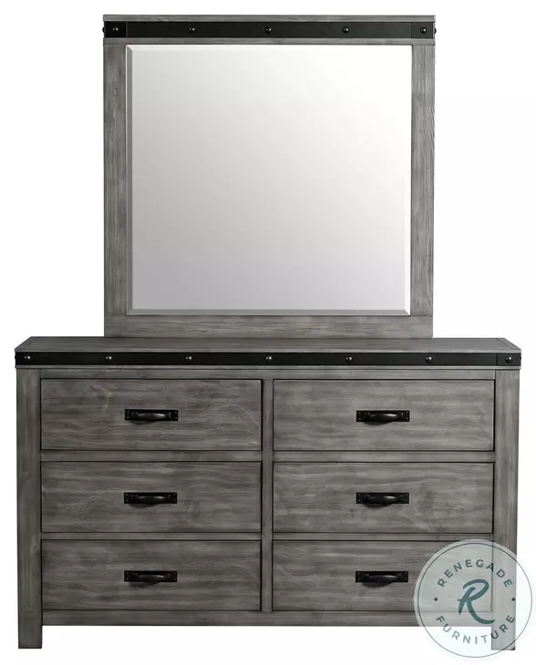 Montauk Grey 6 Drawer Youth Dresser And Mirror