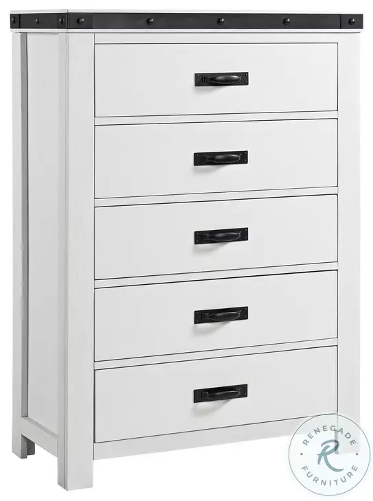 Montauk Modern White 5 Drawer Youth Chest
