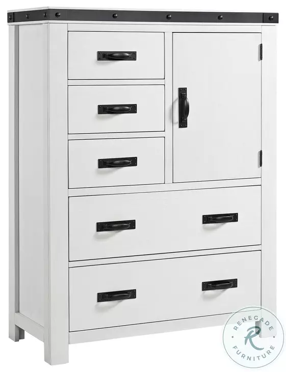 Montauk Modern White 5 Drawer Youth Door Chest