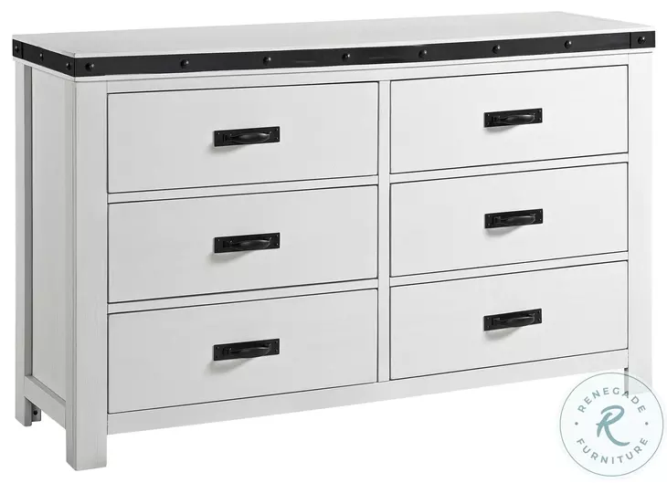 Montauk Modern White 6 Drawer Youth Dresser