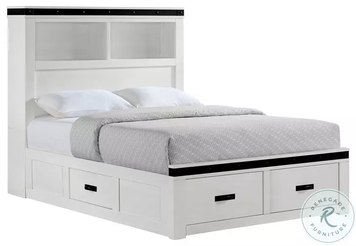 Montauk Modern White Full Storage Platform Bed