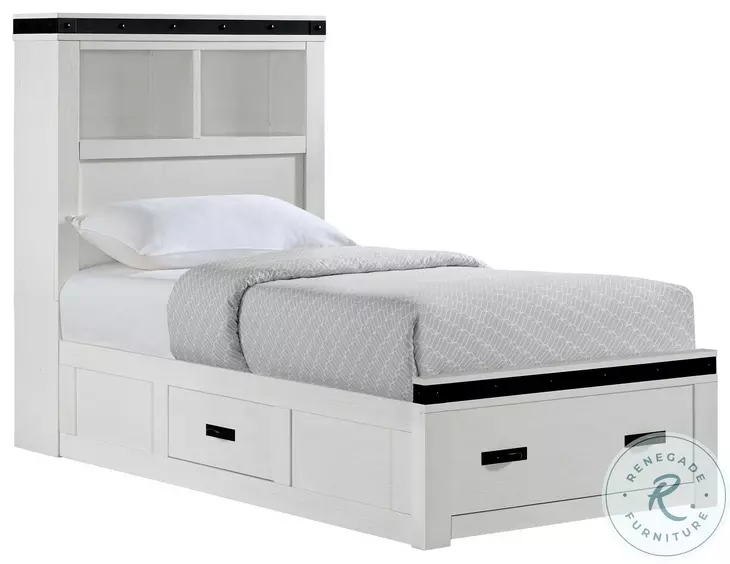 Montauk Modern White Twin Storage Platform Bed