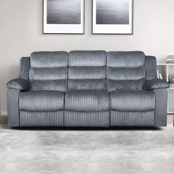 Willow Gray 86" Sofa with Dual Recliner