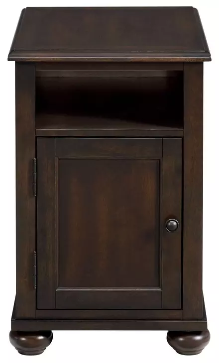 Chad Cherry Rectangular Chairside Table with USB Charging