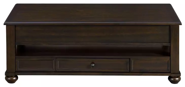 Chad Cherry Rectangular Lift Top Coffee Table with Casters