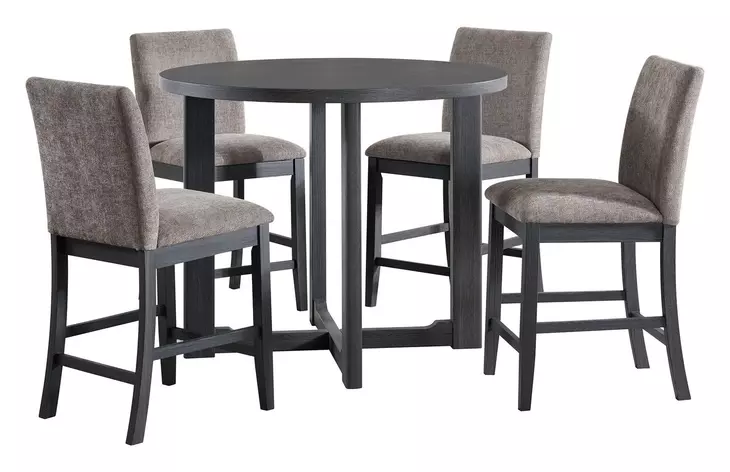 Yorkshire Espresso and Brown Upholstered 5 Piece Counter Height Dining Set