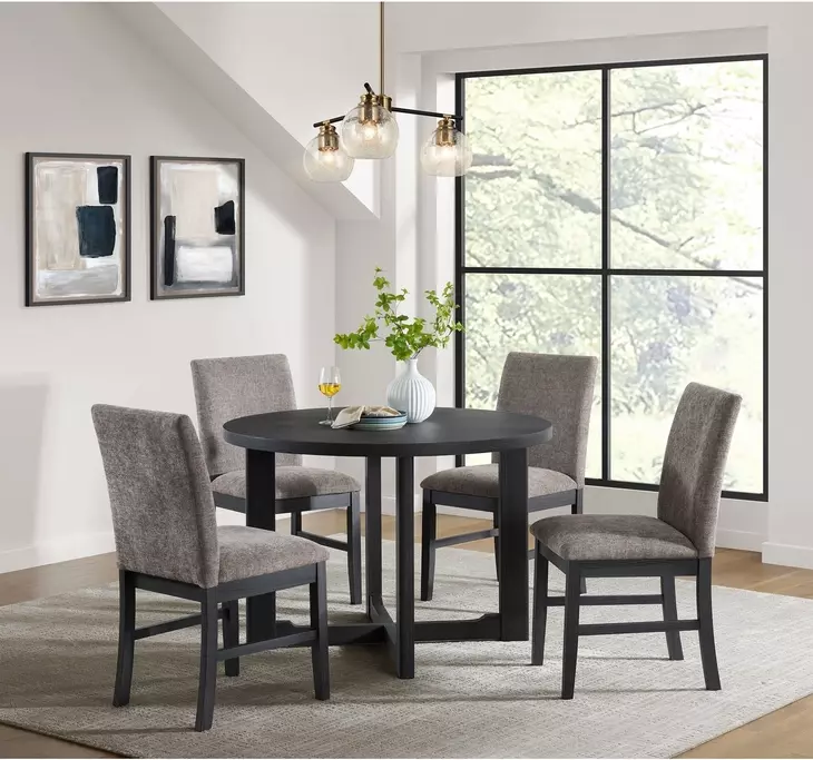 Yorkshire Espresso and Brown Upholstered 5 Piece Dining Set