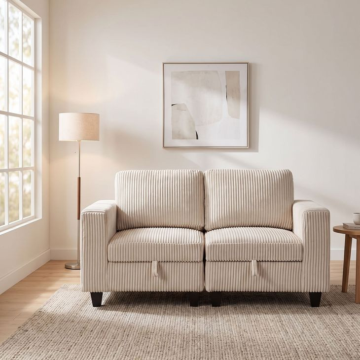 Walterboro Beige 64" Loveseat with Storage