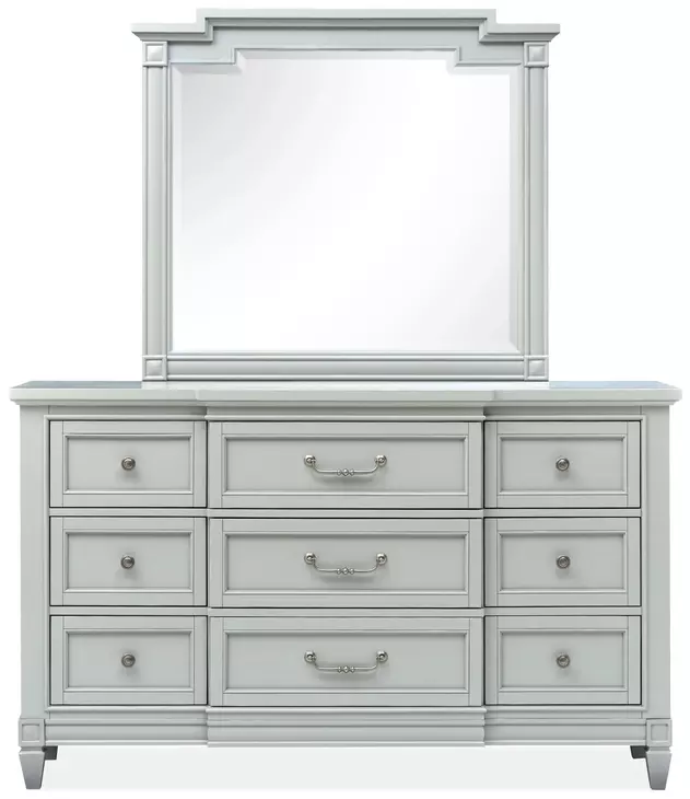 Glenbrook Pebble 9 Drawer Dresser with Rectangular Mirror