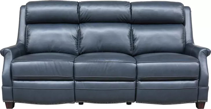 Warrendale Shoreham Blue Leather Power Reclining Living Room Set with Nailhead Trim and USB Charging