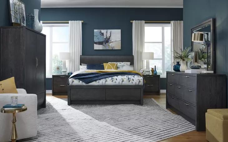 Kinsley Black Heron King Panel Bed