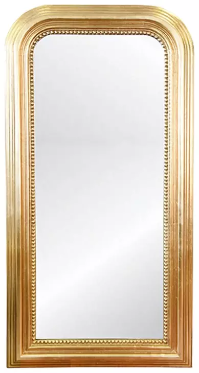 Waverly Gold Leaf Rectangular Floor Mirror With Curved Edges