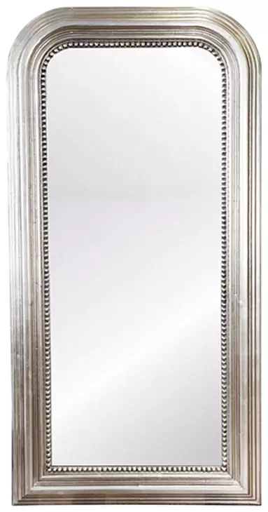 Waverly Silver Leaf Rectangular Floor Mirror With Curved Edges