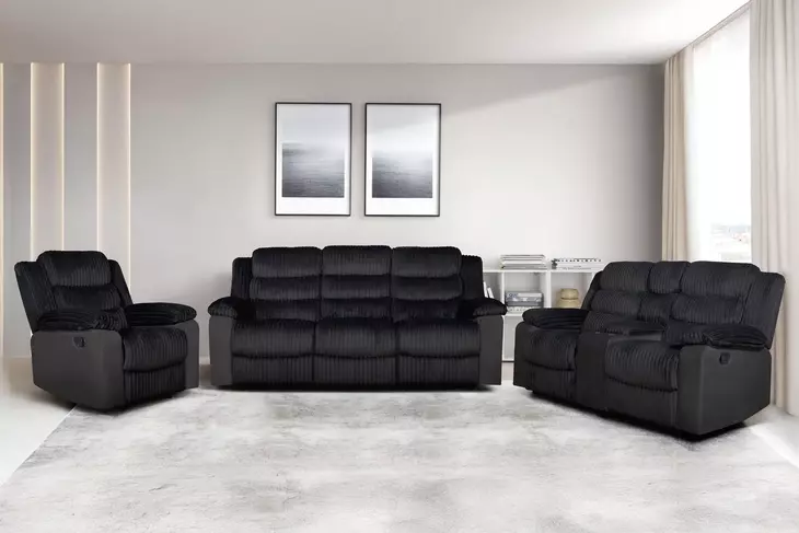 Willow Black Living Room Set with Dual Recliner
