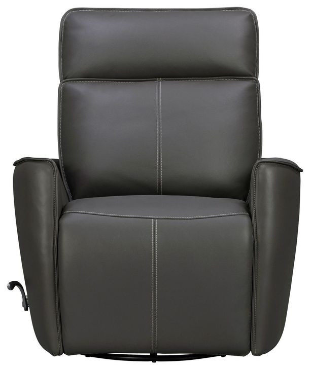 Roxy Abby Dark Gray Leather Manual Swivel Glider Recliner