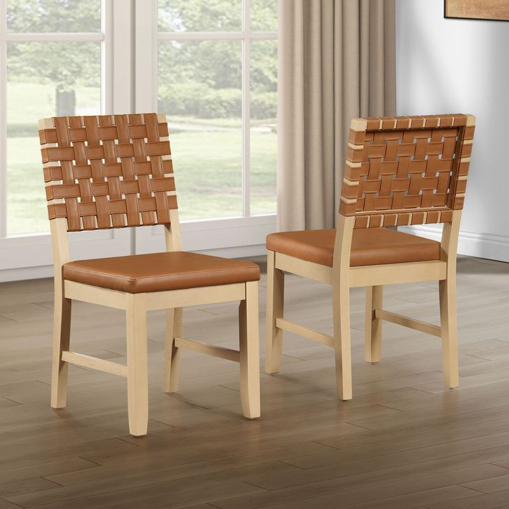 Reid Sand Vegan Leather Side Chair Set of 2