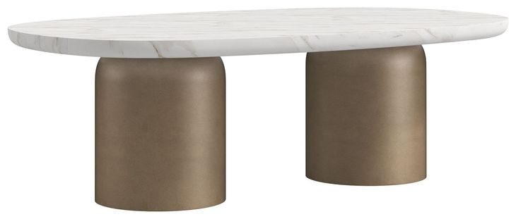 Verge Bronze Metallic and White Marble Top Cocktail Table