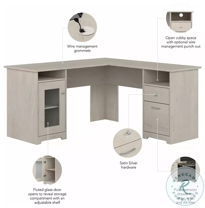 デスク Cabot Linen White Oak 60