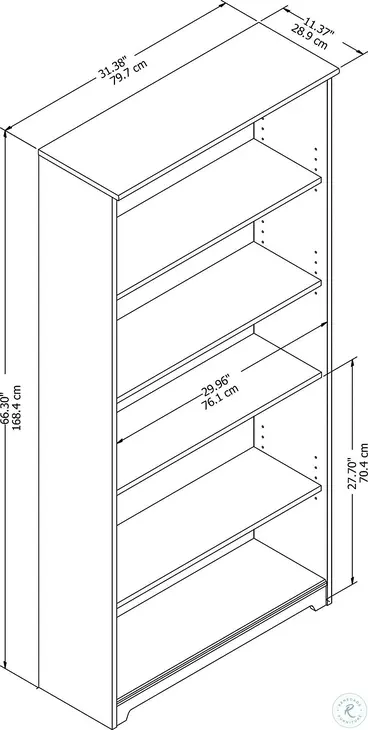 Cabot Heather Gray 5 Shelf Bookcase