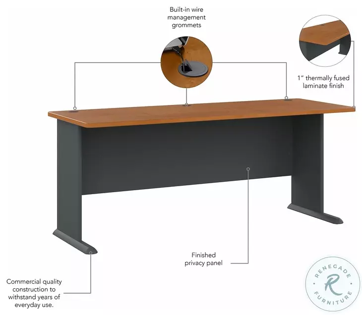 Series A Natural Cherry 72 Inch Desk from Bush (WC57472) | Coleman