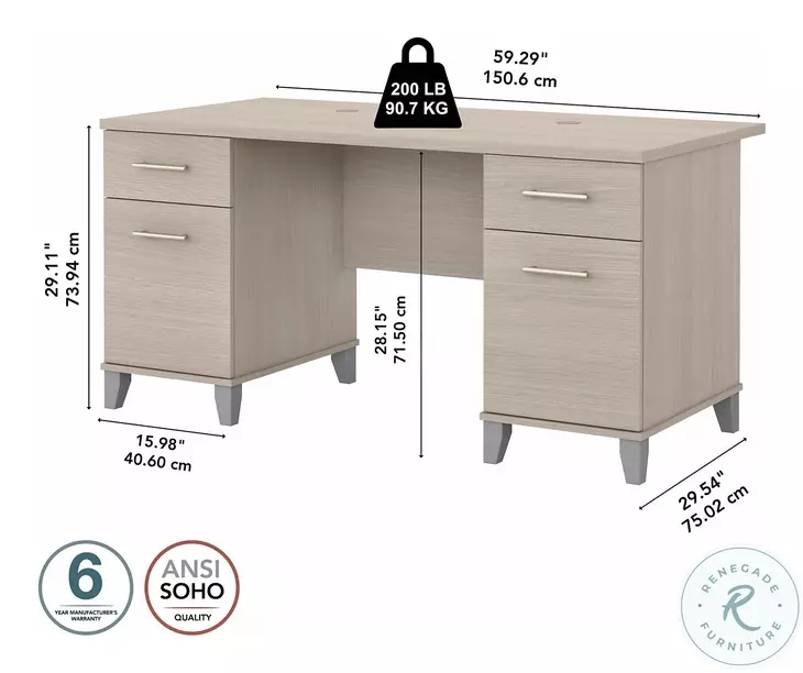 Somerset Sand Oak 60" Office Desk