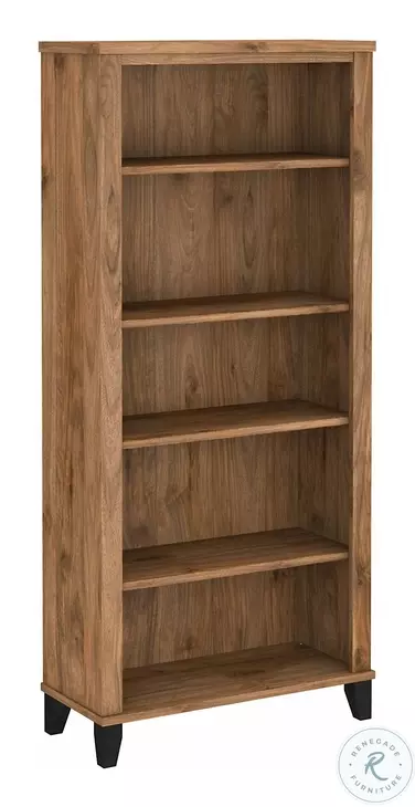 Somerset Fresh Walnut Tall 5 Shelf Bookcase