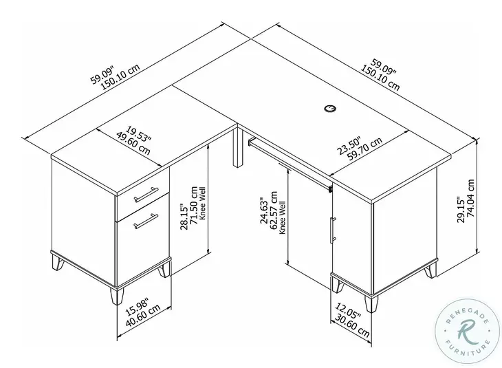 Somerset Storm Gray 60" L Shaped Desk With Storage