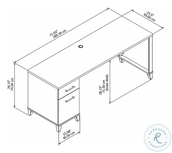 Somerset Storm Gray 72" Office Desk With Drawers