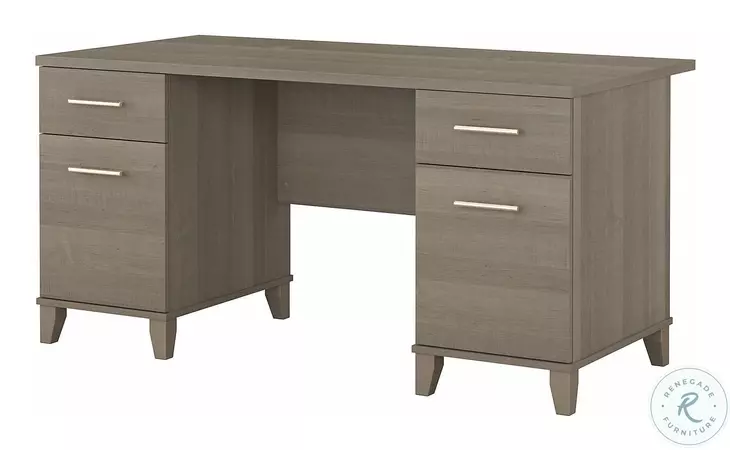 Somerset Ash Gray 60" Office Desk With Drawers