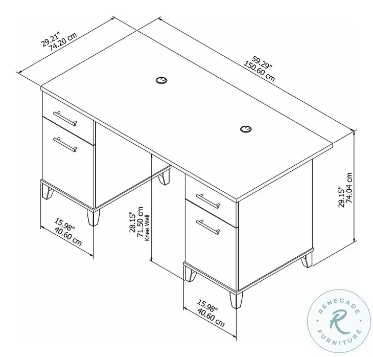 Somerset Ash Gray 60" Office Desk With Drawers
